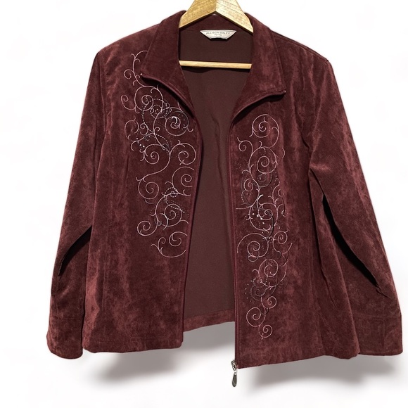 Allison Daley Petite‎ Corduroy Embroidered Zip up Jacket - Picture 3 of 8